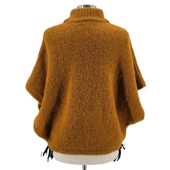 Sita Murt/ Knit Poncho Mustard Yellow Thick Chunky Sweater Womens OS - Picture 5 of 8